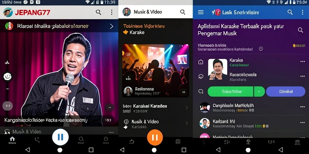 Tampilan antarmuka aplikasi Karaoke JEPANG77 yang menarik dan mudah digunakan.