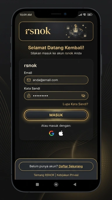 Tampilan halaman login rsnok